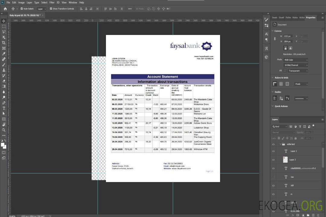 Modèle de relevé bancaire Pakistan Faysal au format Word et PDF template Modèle de relevé bancaire Pakistan Faysal au format Word et PDF template